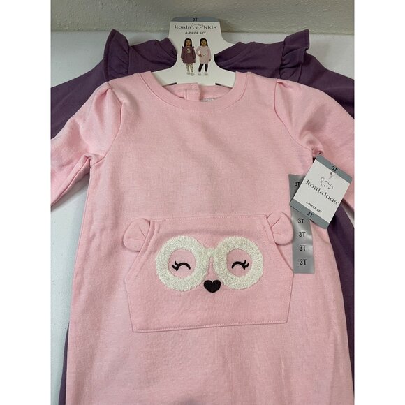 Koala Kids 4-Piece Girls 3T Set: Dress Purple, Leggings, Pink Tunic NWT - Picture 2 of 13